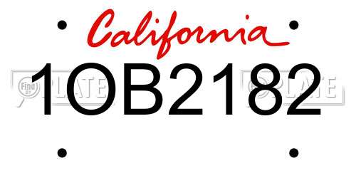 1OB2182 California License Plate