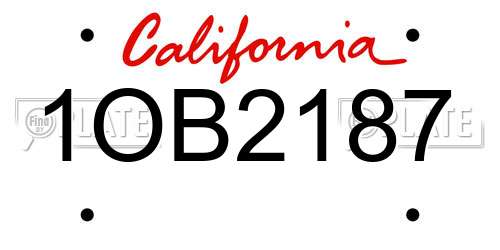 1OB2187 California License Plate