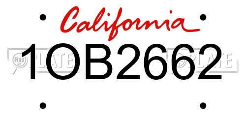 1OB2662 California License Plate