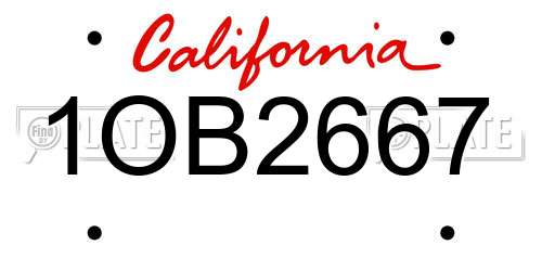 1OB2667 California License Plate