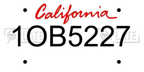 1OB5227 California License Plate