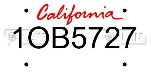 1OB5727 California License Plate