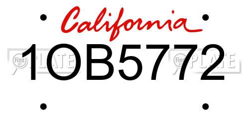 1OB5772 California License Plate