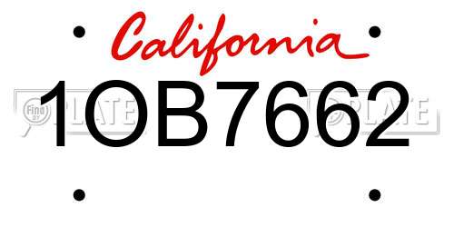 1OB7662 California License Plate