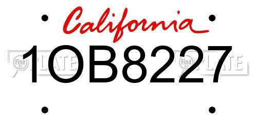1OB8227 California License Plate