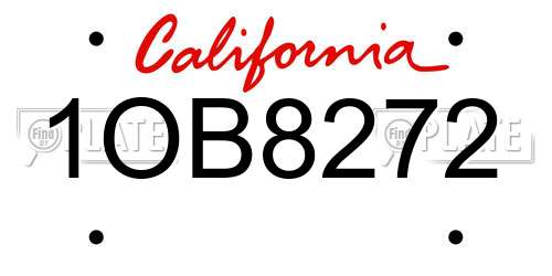 1OB8272 California License Plate