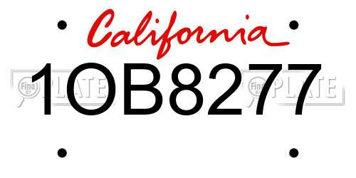 1OB8277 California License Plate