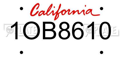 1OB8610 California License Plate