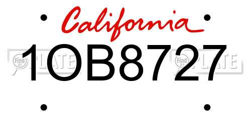 1OB8727 California License Plate