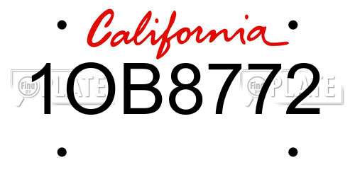 1OB8772 California License Plate