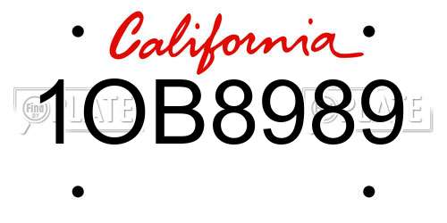 1OB8989 California License Plate