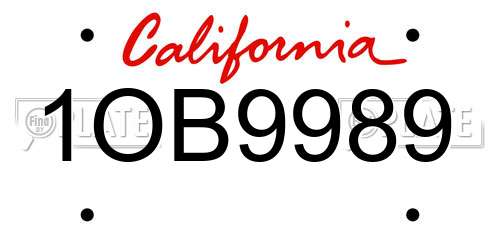 1OB9989 California License Plate