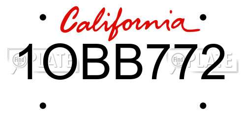 1OBB772 California License Plate