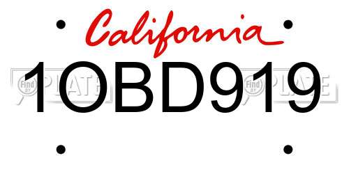 1OBD919 California License Plate