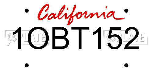 1OBT152 California License Plate