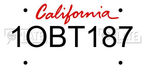 1OBT187 California License Plate