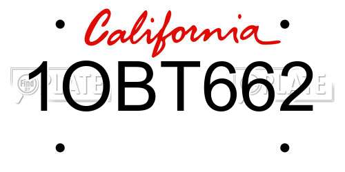 1OBT662 California License Plate