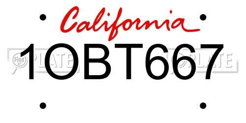 1OBT667 California License Plate