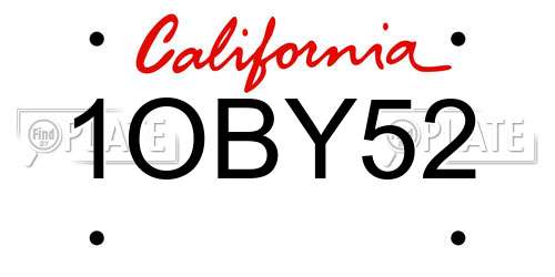 1OBY52 California License Plate