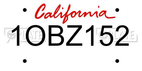 1OBZ152 California License Plate