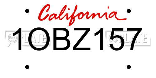 1OBZ157 California License Plate
