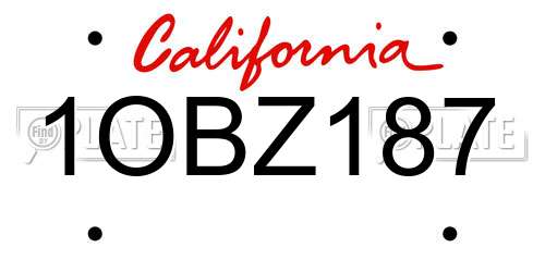 1OBZ187 California License Plate