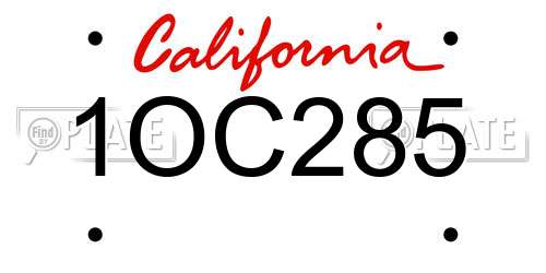 1OC285 California License Plate