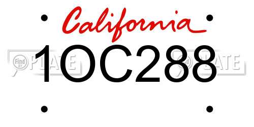 1OC288 California License Plate