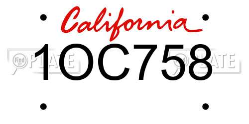 1OC758 California License Plate