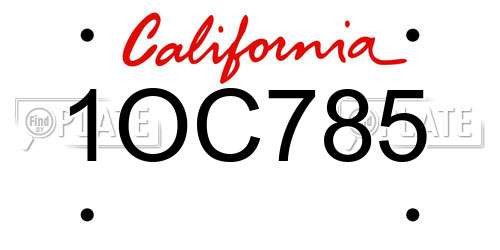 1OC785 California License Plate