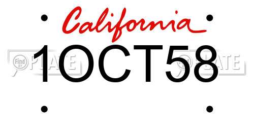 1OCT58 California License Plate