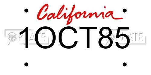 1OCT85 California License Plate