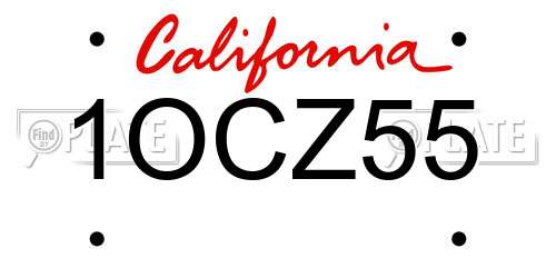 1OCZ55 California License Plate