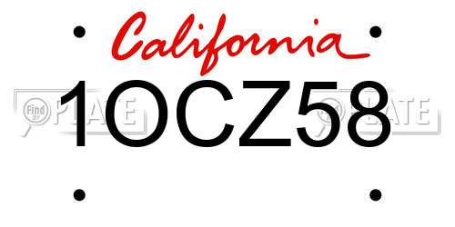 1OCZ58 California License Plate