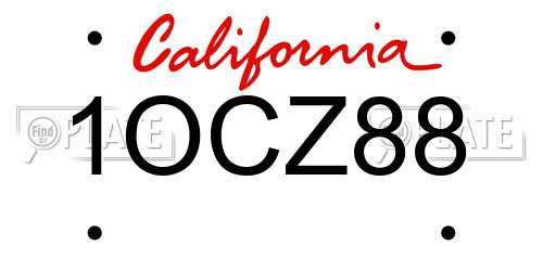 1OCZ88 California License Plate