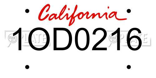 1OD0216 California License Plate
