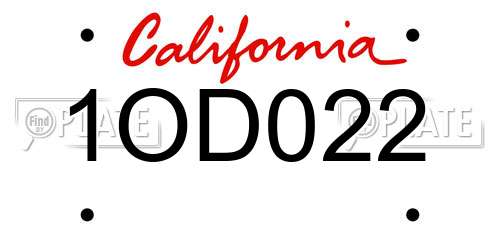 1OD022 California License Plate