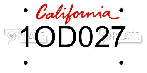 1OD027 California License Plate