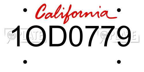 1OD0779 California License Plate