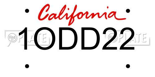 1ODD22 California License Plate