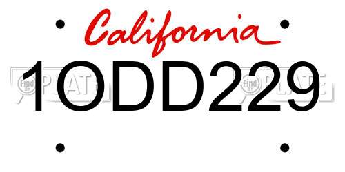 1ODD229 California License Plate