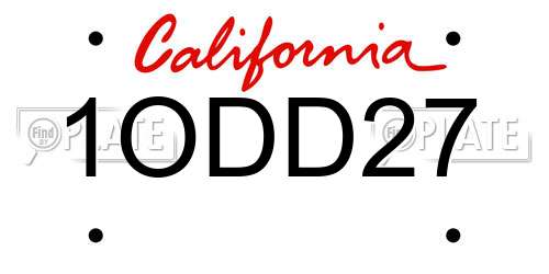 1ODD27 California License Plate