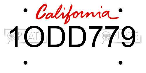 1ODD779 California License Plate