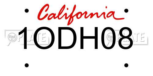 1ODH08 California License Plate