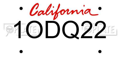 1ODQ22 California License Plate