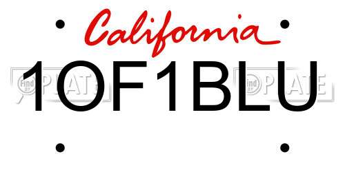 1OF1BLU California License Plate