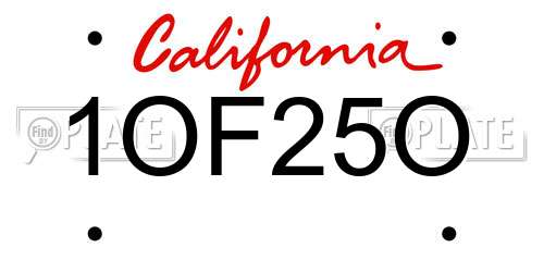 1OF25O California License Plate