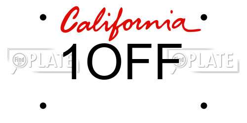 1OFF California License Plate
