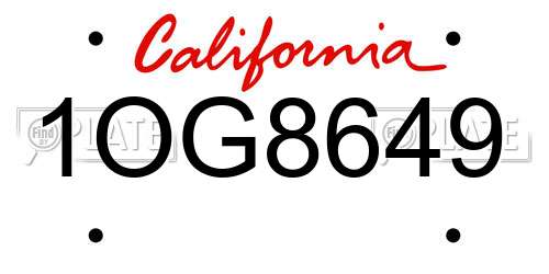 1OG8649 California License Plate