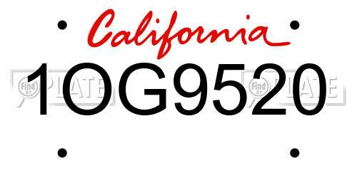 1OG9520 California License Plate